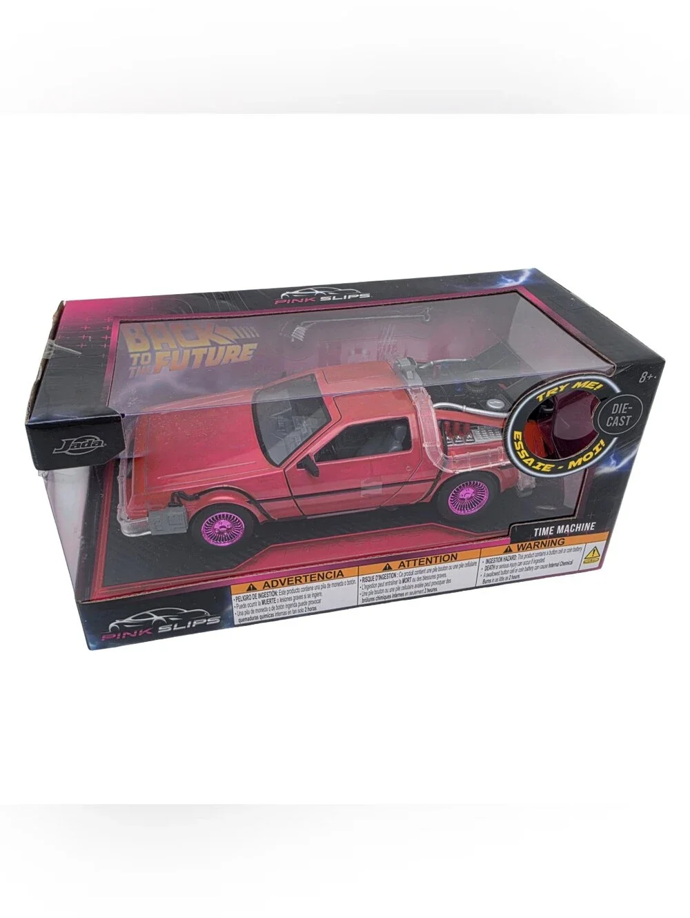 Jada Pink Slips Back To The Future 1:24 Time Machine Pink LE Chase Vehicle